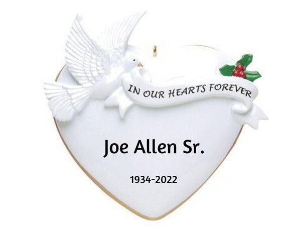In Our Hearts Forever with Dove Carrying Banner Christmas Ornament - In Loving Memory Heart - Memorial Personalized Christmas Ornament 2022