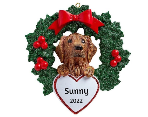 Golden Retreiver Dog In Christmas Wreath Personalized Ornament - Golden Retreiver Personalized Christmas Ornament 2022