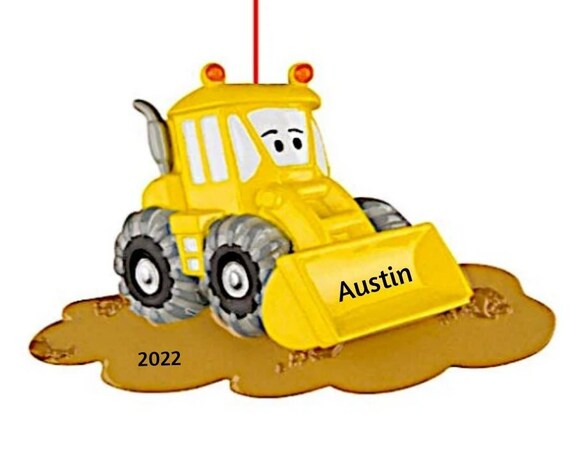 Bulldozer Pave Loader Hand Personalized Christmas Ornament