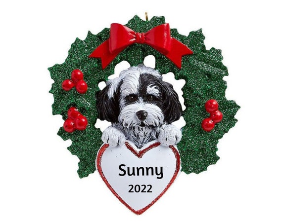 Havanese Dog In Christmas Wreath Personalized Ornament - Havanese Personalized Christmas Ornament 2022