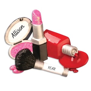 Personalisiertes Make-up Ornament - Nageltechniker Ornament - Kosmetologie - Nagellack - Lippenstift - Blush - Girly Weihnachtsverzierung