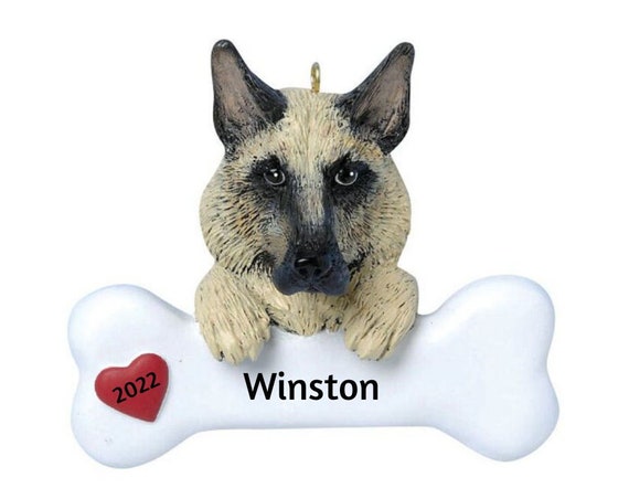 German Shepherd Personalized Christmas Ornament- German Shepherd Dog Bone - Hand Personalized Christmas Ornament 2022