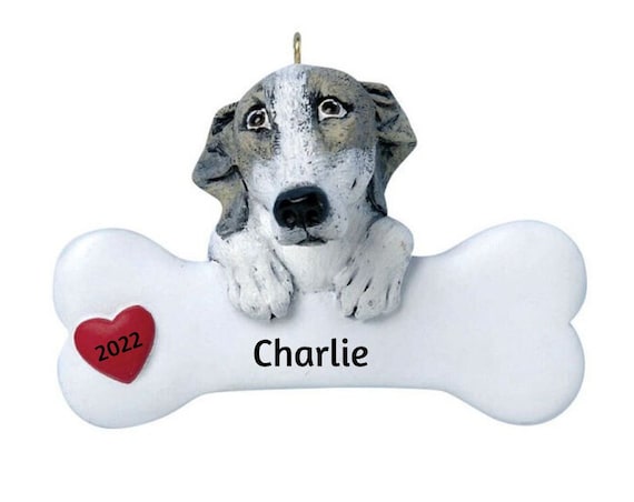 Greyhound Personalized Christmas Ornament- Greyhound Dog Bone - Hand Personalized Christmas Ornament 2022