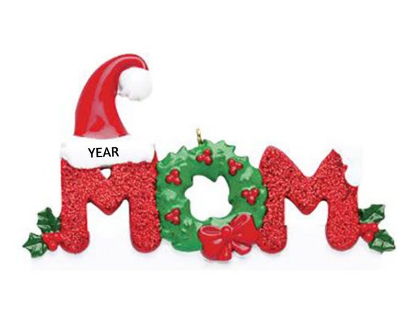 Festive Glittery Mom Personalized Christmas Ornament - Hand Personalized Christmas Ornament 2022