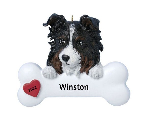 Australian Sheepdog Personalized Christmas Ornament- Australian Sheepdog Dog Bone - Hand Personalized Christmas Ornament 2022