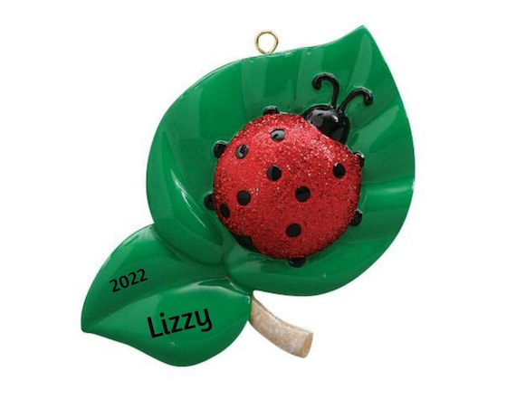 Ladybug on Leaf Personalized Christmas Ornament 2022