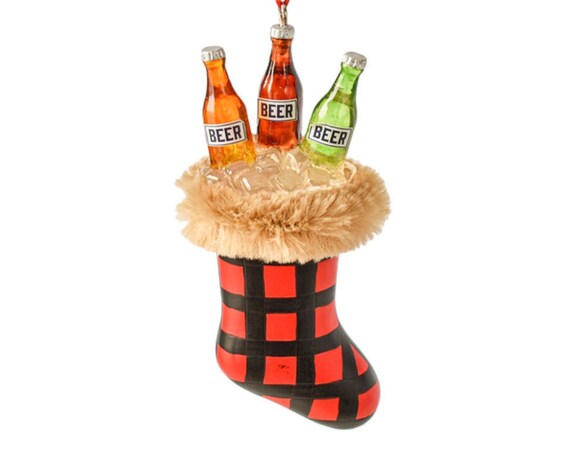 Christmas Stocking with Beer Ornament 2022