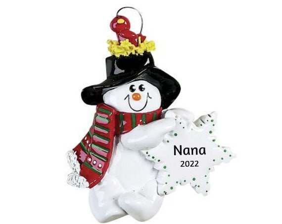 Single Snowman with Bird Nest Personalized Christmas Ornament 2022