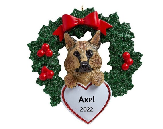 German Shepherd Dog In Christmas Wreath Personalized Ornament - German Shepherd Personalized Christmas Ornament 2022
