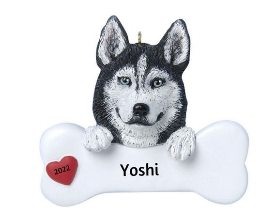 Siberian Husky Personalized Christmas Ornament- Siberian Dog Bone - Hand Personalized Christmas Ornament 2022