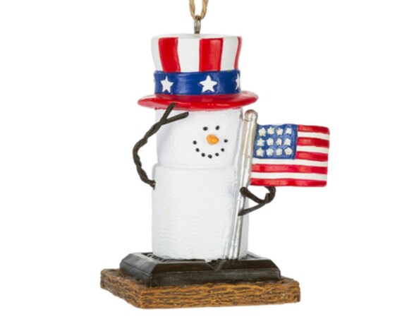 S'mores Patriotic Veteran Holiday Christmas Ornament