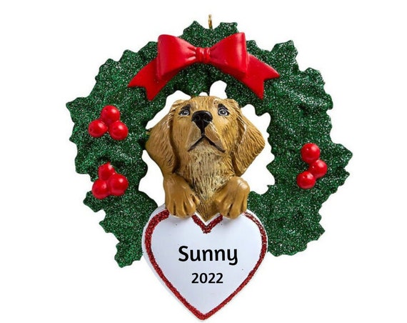 Yellow Lab Dog In Christmas Wreath Personalized Ornament - Yellow Labrador Retriever Personalized Christmas Ornament 2022