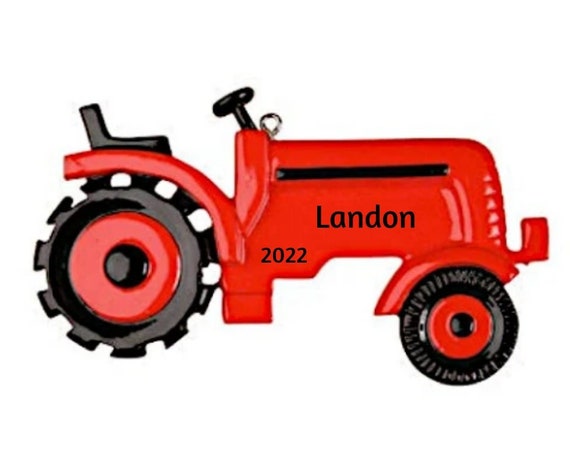 Red John Deer Red Tractor - Farmer - Hand Personalized Holiday Christmas Ornament 2022