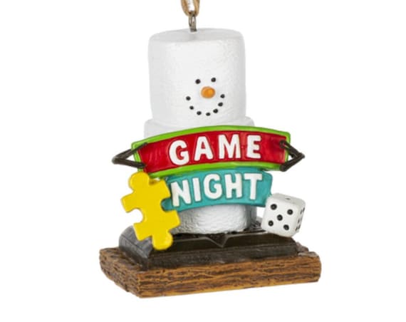 S'mores Game Night Ornament - Puzzles, Dice and Board Games Holiday Christmas Ornament