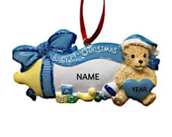 Baby Boy 1st Christmas Personalized Christmas Ornament - Blue Baby Bottle Newborn Christmas Ornament 2024