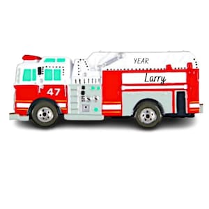 Personalized Firetruck Christmas Ornament - Firefighter Ornament - Fire Truck Ornament - Fireman Ornament - Free Personalization