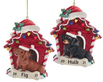 Dachshund Personalized Christmas Ornaments - Custom Brown and Black Dachshund Ornaments - Dog Memorial - Gift for Dachshund Dog Owner 2026