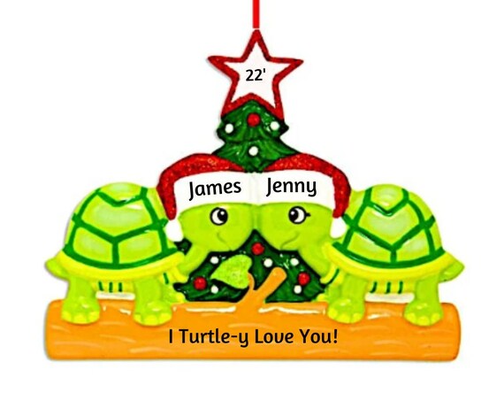 Personalized Turtle Couple Ornament - Tortoise Couple - 2 Turtles Hand Personalized Christmas Ornament 2022