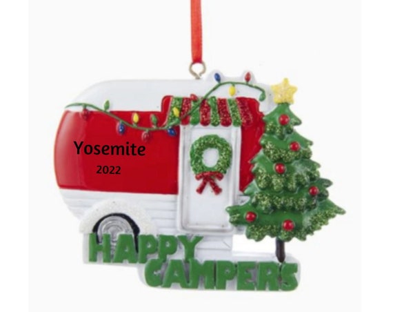 Happy Camper Christmas Ornament for Personalization - Christmas Camper Ornament 2022