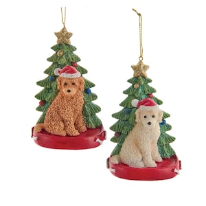 Personalized Labradoodle Ornament - Labradoodle with Santa Hat by Festive Christmas Tree Ornament- Brown and White Labradoodle Ornament 2025