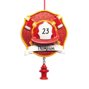 Fireman Helmet Personalized Christmas Ornament - Firefighter Ornament - Firefighter Shield 2024