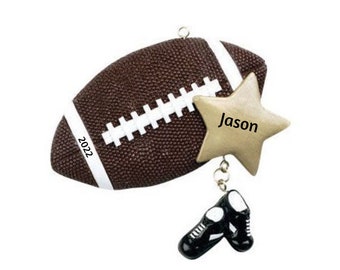 Décoration de Noël personnalisée football | ornement de joueur de football |  Cadeau d'équipe de football | Souvenir de la soirée des aînés | Cadeau entraîneur de football 2026