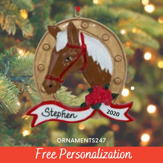 Horseshoe Personalized Christmas Ornament - Hand Personalized Christmas Ornament