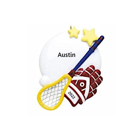 Lacrosse Stick and Mittens Personalized Christmas Ornament - Lacrosse Hand Personalized Christmas Ornament 2022