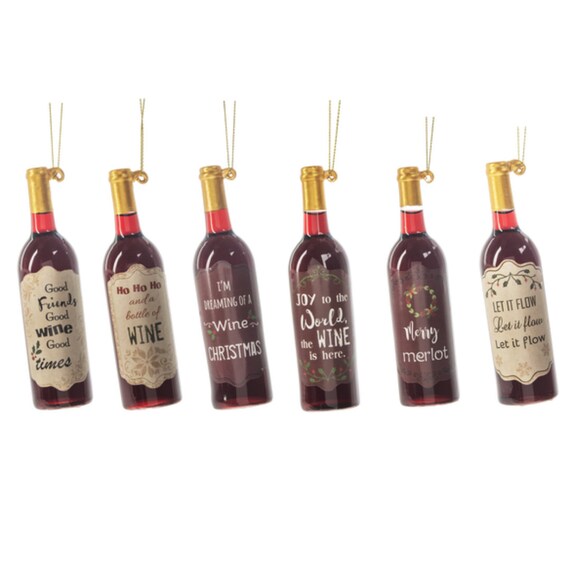 Fun Wine Bottle Christmas Ornaments - Wine Lover Assorted Ornaments 2022