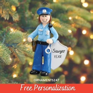 Weibliche Polizistin Personalisierte Weihnachtsverzierung - Weibliche Polizei Ornament - Polizei Ornament - Cop Ornament - Kostenlose Anpassung