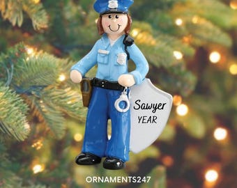 Female Police Officer Personalized Christmas Ornament - Female Police Ornament - Police Ornament - Cop Ornament - Free Customization