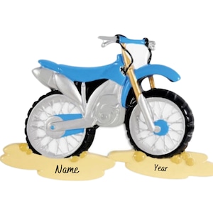 Personalized Dirt Bike Ornament - Blue Motorcross Bike Ornament - Dirt Bike Racing Ornament - Motorcross Ornament - Motorcycle Ornament