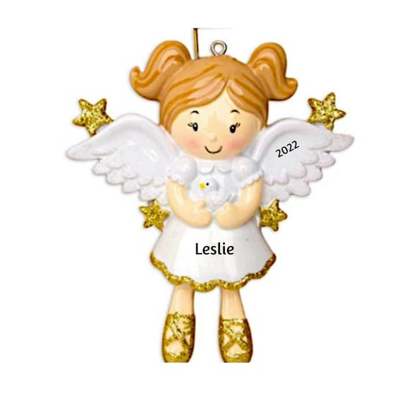 Angel Girl with Dove Hand Personalized Christmas Ornament