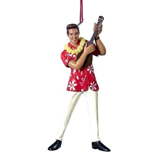 Elvis Red Hawaii Shirt With Ukulele Christmas Ornament 2022