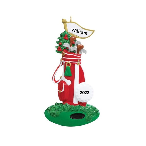 Festive Christmas Golf Bag with Clubs Personalized Holiday Christmas Ornament 2022