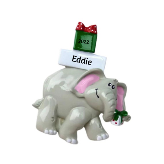 Elephant with Christmas Presents Personalized Ornament - Elephant Hand Personalized Christmas Ornament 2022