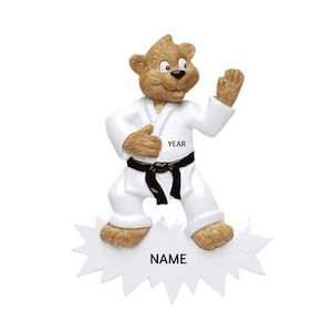 Personalisierte Karate Bär Weihnachtsverzierung - Karate Ornament - Tae Kwon Do Verzierung - Kampfkunst Weihnachtsverzierung - Kostenlose Anpassung