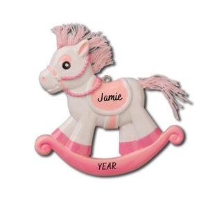 Personalized Baby&#39;s First Christmas Ornament - Rocking Horse Ornament, Baby&#39;s 1st Christmas Ornament - New Baby Girl Custom Ornament Gift