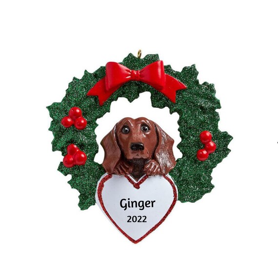 Dachshund Dog In Christmas Wreath Personalized Ornament - Dachshund Personalized Christmas Ornament 2022