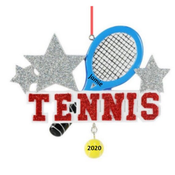 Tennis Racquet and Ball Personalized Christmas Ornament - Tennis Ornament - Love Tennis Personalized Christmas Ornament