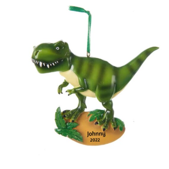 Realistic Green T-Rex Dinosaur Personalized Ornament - Hand Personalized Tyrannosaurus Christmas Ornament 2022