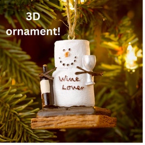 Personalized Wine Ornament - S&#39;More Wine Lover Christmas Ornament - Wine Glass Ornament - Wine Bottle Ornament - Vineyard Ornament