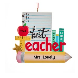 Best Teacher Personalized Christmas Ornament - Teacher and Pencil Hand Personalized Christmas Ornament  2024
