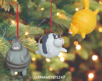 Fat Cat Personalized Christmas Ornament, Orange, Grey, and Brown Fat Cats Ornament, Cat Lover Gift 2026