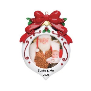 Personalized Picture Frame Christmas Ornament - Christmas Picture Frame Ornament - Red Ornament Ball Christmas Photo Frame Ornament