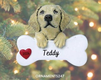 Adorno navideño personalizado de Labrador Retriever amarillo / Adorno de Labrador amarillo / Recuerdo personalizado para perros / Regalo para dueños de Labradores 2026