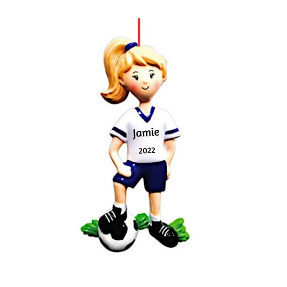 Soccer Player Girl Personalized Christmas Ornament - Soccer Hand Personalized Christmas Ornament