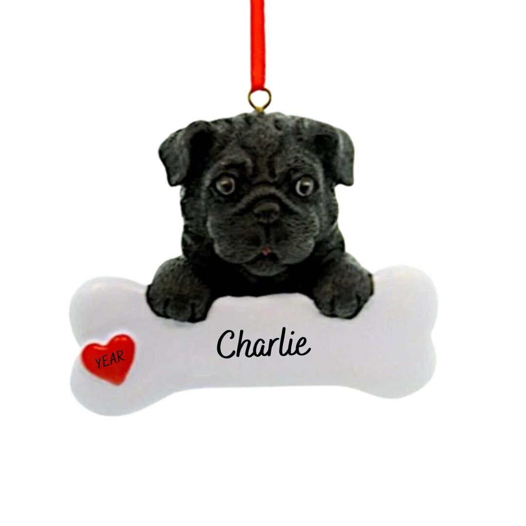 Black pug christmas ornament Clearance