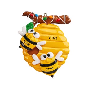 Personalized Honey Bee Couple Ornament - Bee Couple Ornament - Beehive Ornament - Bumble Bee Ornament - Gift for Beekeeper - Honeybee Gift