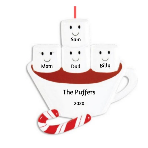 Family of 4 Christmas Ornament - Hot Chocolate Family of Four Hand Personalized Christmas Ornament 2022